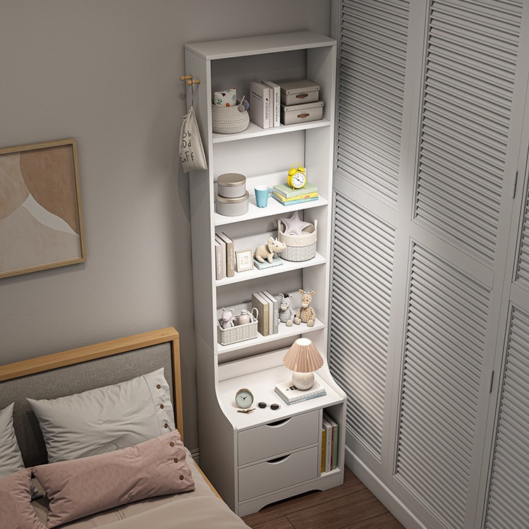 Estante de almacenamiento simple, escritorio de cabecera, dormitorio moderno simple, estante de libros multifuncional, estante de almacenamiento pequeño.