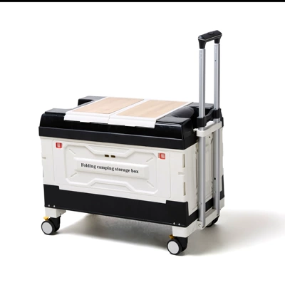 Transport Cart, Shopping Cart, Grocery — Car storage bag/box - 4-wheels-black-and-white-85l-36x31x25