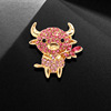 Cartoon high-end brooch, crystal, pin lapel pin, Chinese horoscope, diamond encrusted