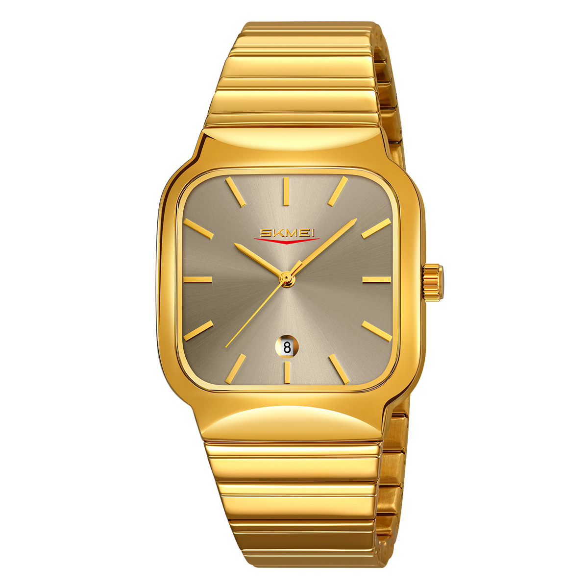 Reloj de negocios para hombres cuadrado de cuarzo correa de acero simple calendario negro relojes de hombre al por mayor en stock transfronterizo