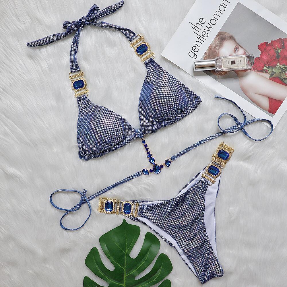 Frau Einfarbig 2-teiliges Set Bikinis display picture 3