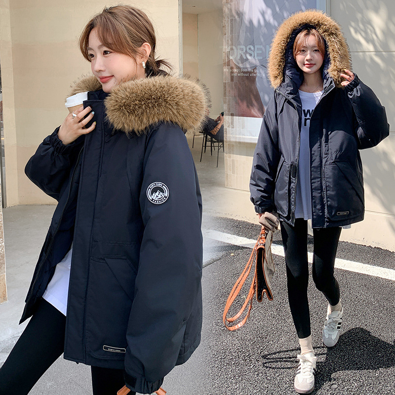 Invierno de mujer de algodón suelto transfronterizo 2024 nuevo engrosado al aire libre chaqueta de algodón con capuz chaqueta de trabajo chaqueta de frío