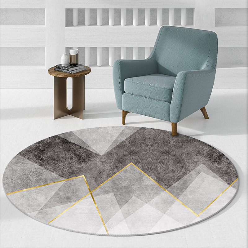 Light Luxury Minimalist Rug for Living Room, Nordic Round Rug, Coffee Table Mat, Geometric Chair Mat for Study & Office