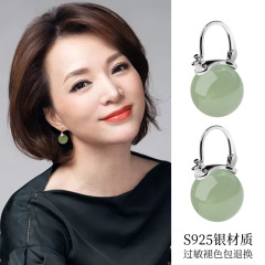 新中式和田玉耳环2025新款感气质圈圈耳饰翡翠耳扣耳饰女礼物包邮