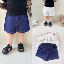 男宝宝牛仔短裤夏装女新生婴儿针织裤小童男童ins网红潮中小童