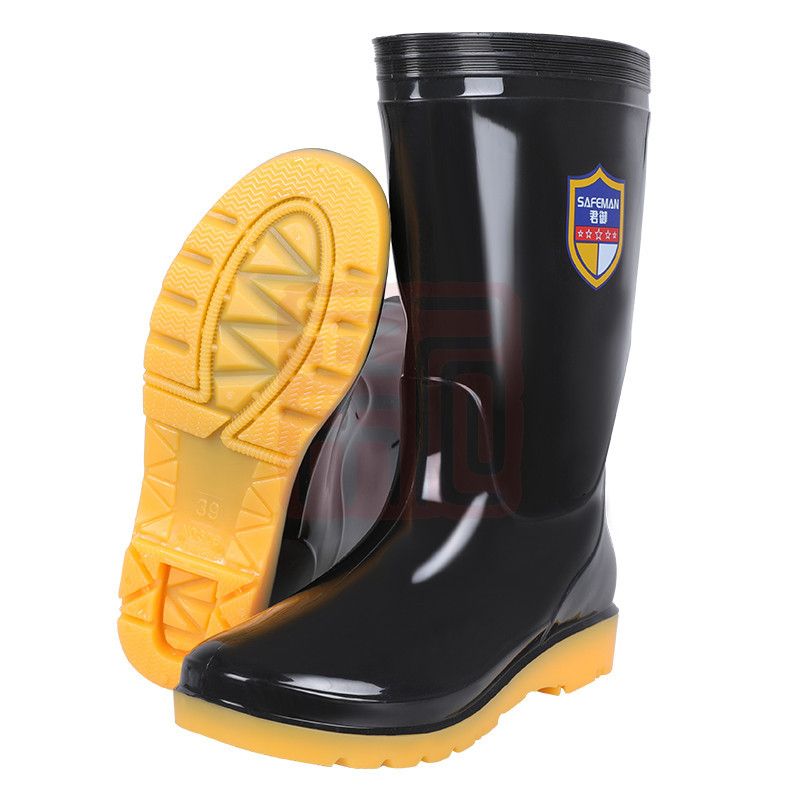 君御806中筒雨鞋水靴户外胶鞋防滑套鞋加厚防水鞋牛筋底女士黑色