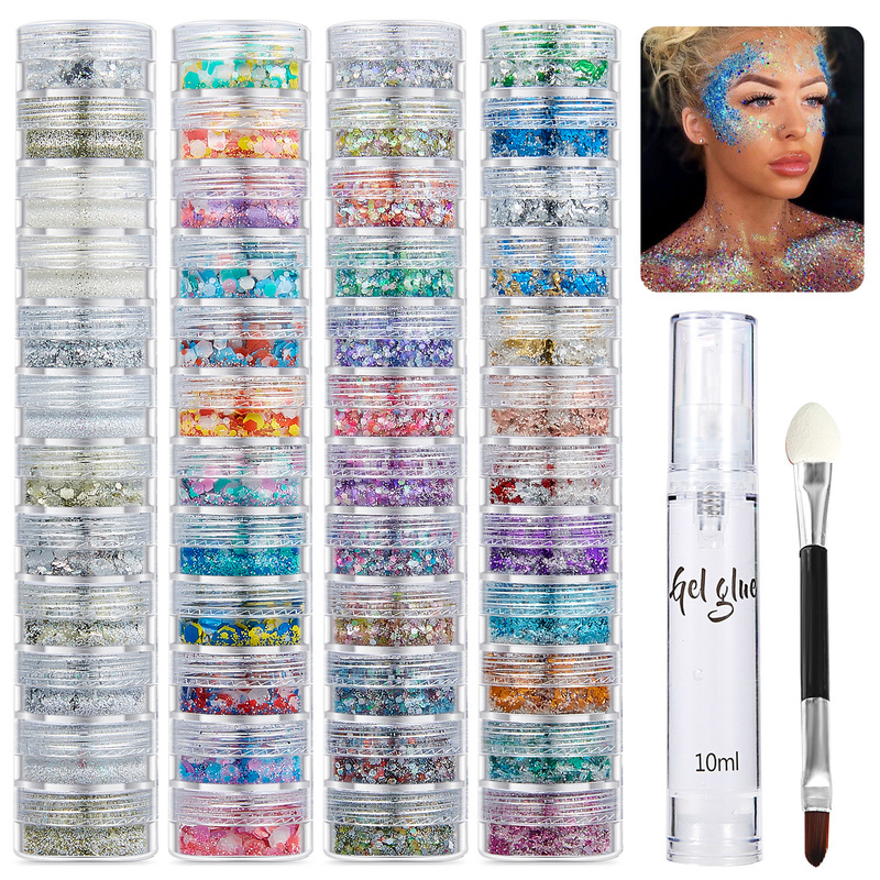 Cross-border hot ultra-thin bright glitter sequins gel brush suit hair eye makeup mermaid makeup stage makeup wholesale Cross-border hot ultra-thin bright glitter sequins gel brush suit hair eye makeup mermaid makeup stage makeup wholesale