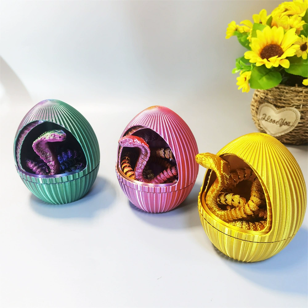 Пакет 3D-печатных яиц змеиных зубчатых колес, милых украшений, больших красочных подарков питонов, украшений для поделок кобры