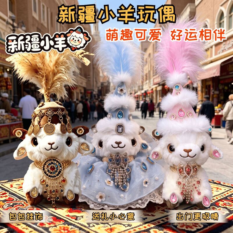 Xinjiang Little Lamb Plush Toy, Auspicious Lamb Souvenir, Ethnic Style Figurine, Handmade DIY Gift, Event Gift Xinjiang Little Lamb Plush Toy, Auspicious Lamb Souvenir, Ethnic Style Figurine, Handmade DIY Gift, Event Gift