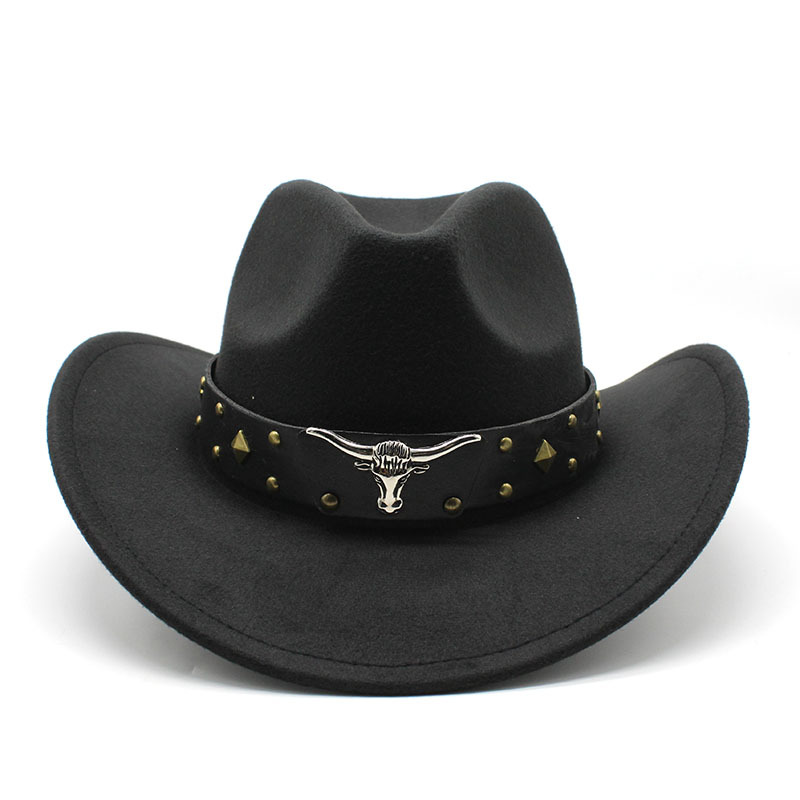 2023 jazz western woolen top felt imitation sheep denim hat_voghion.com
