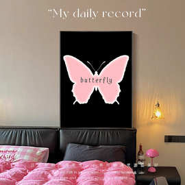 ins风蝴蝶客厅沙发背景墙挂画高级感简约创意卧室床头led灯装饰画