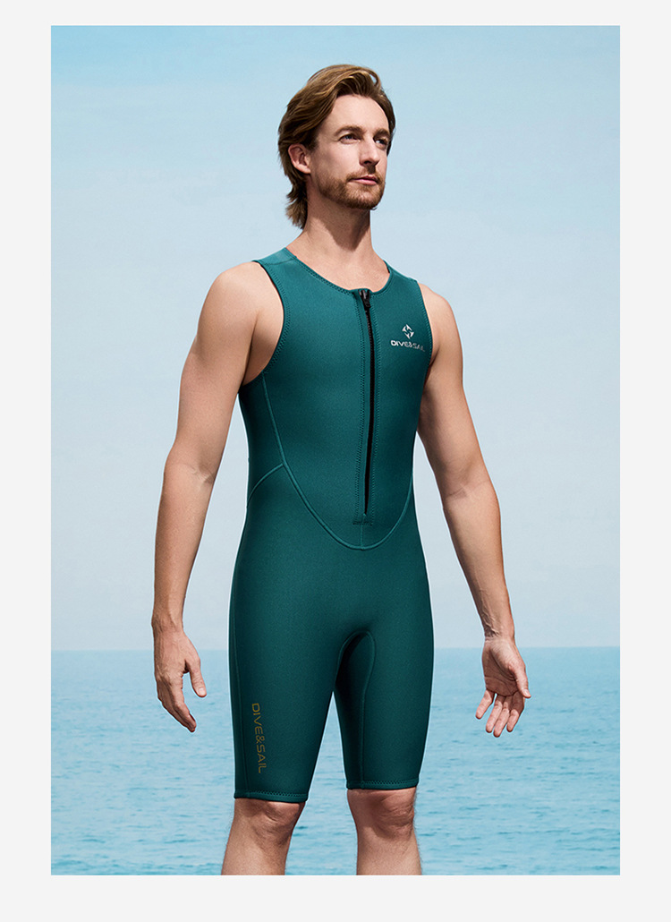 2 mm Neopren-Weste, Neoprenanzüge, einteiliger Neoprenanzug, Reißverschluss vorne, ärmellos, Shorty-Tauchanzug für Herren und Damen, Schnorcheln, Surfen, Badeanzüge – Detail 14