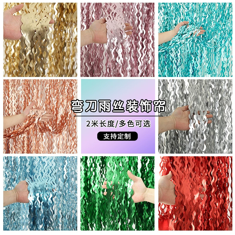 1* 2m шелковая занавеска в виде кинжала, праздничное украшение для вечеринки, реквизит для фотосессии, свадебный фон, настенная композиция, яркая шелковая занавеска в виде дождя