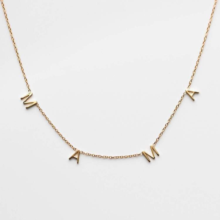 1 Piece 925 Sterling Silver Letter Zircon Mother'S Day Cable Chain Necklace