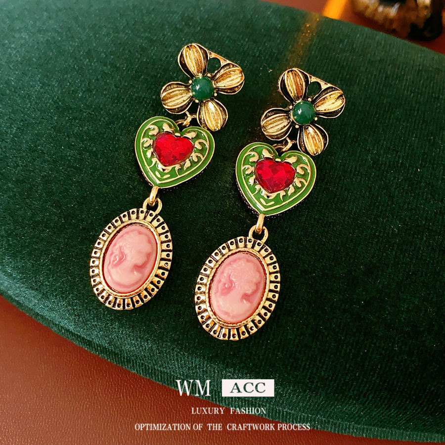 Retrato de diamante vintage medieval conjunto de amor retró estilo de corte joyas lujosas de alta calidad fábrica de joyas