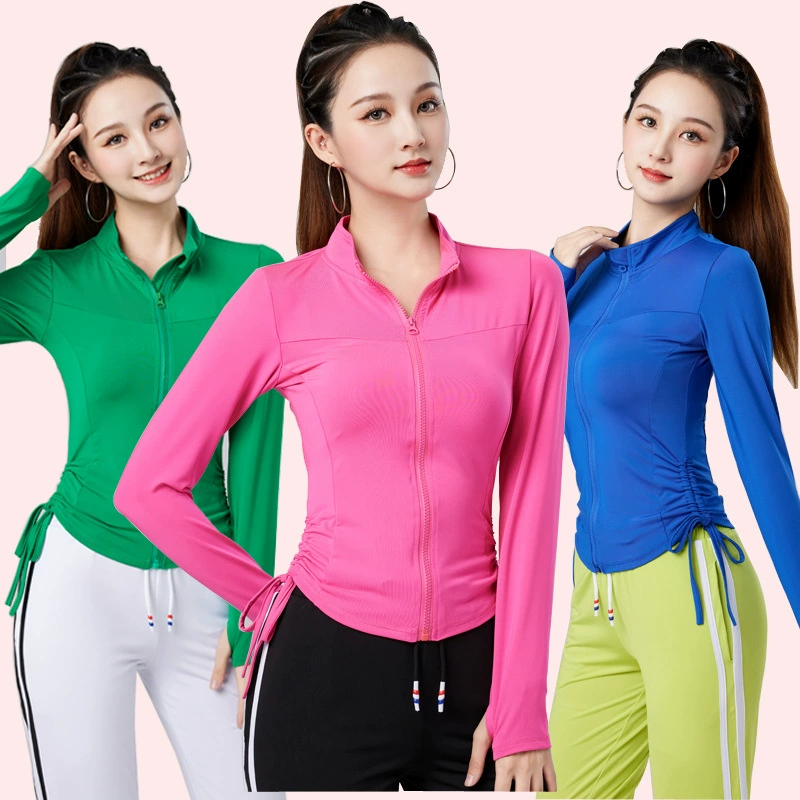 Спортивные футболки женский квадратный танец г-жа Ян Липин с длинными рукавами йога аэробика красный танцевальный костюм быстрый сухой кардиган