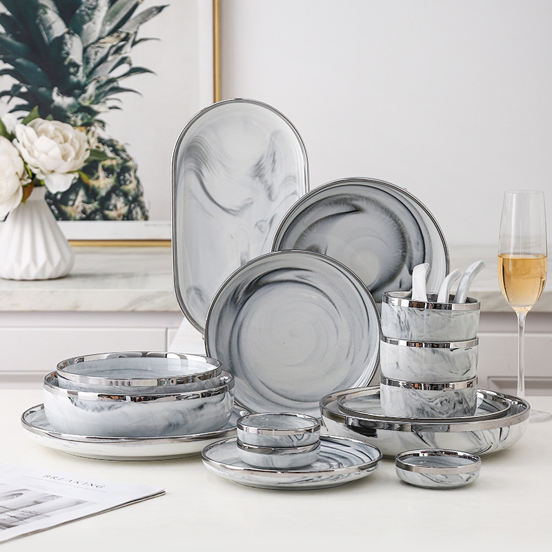 Ceramic Set Tableware Bowl Plate Dish Set Home Combination Moving New House Gift Wedding Tableware Business Gift