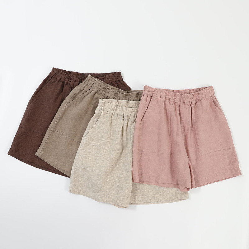 24502 Sand-Washed Linen Tape-Trimmed Shorts