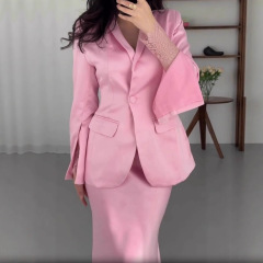 2025春欧美亚马逊跨境独立站外贸外贸西装设计宽松长裙套装