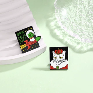 外星球猫咪坐火箭来地球寻找猫咪皇后个性设计动物潮流胸针