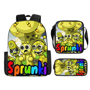 38cm New Product Printed Rhythm Box Student School Bag Three-Piece Set Casual Sprunki Backpack Shoulder Bag Pencil Case