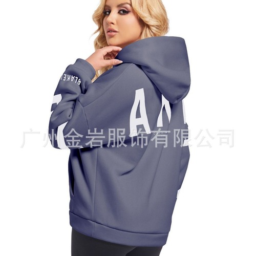  Amazon New Cross-border European and American Fashion Printed Women's Clothes Thickening Multi-purpose Long-sleeved Loose Hooded Sweatshirt 