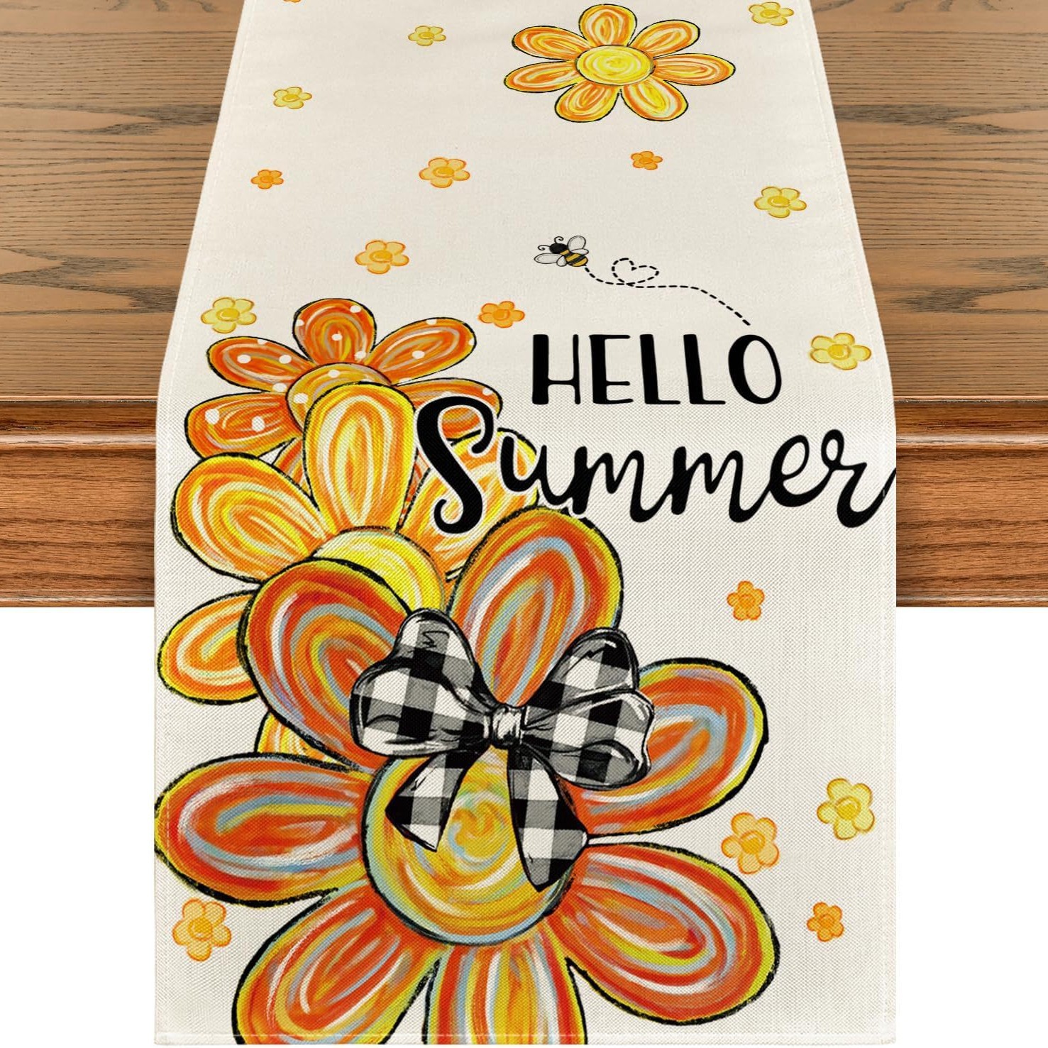 Primavera y verano venta en caliente bandejas de mesa transfronterizas frescas flores pastílicas imitación de tela de mesa de lino girasoles verde bandejas de mesa de hoja