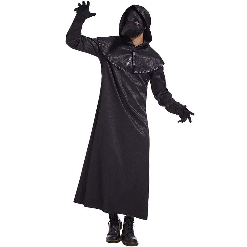 Halloween Medieval Costume Crow Doctor Dark Dungeon Hero Robe Plague Mouth Mask Performance Cos Costume