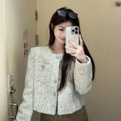 现货批发法式小香风短款外套女秋新款感气质加厚夹克上衣时尚
