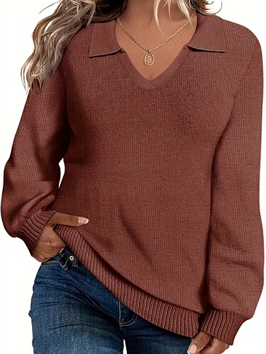 Plus Size Women's Long Sleeve Pullover Sweaters
