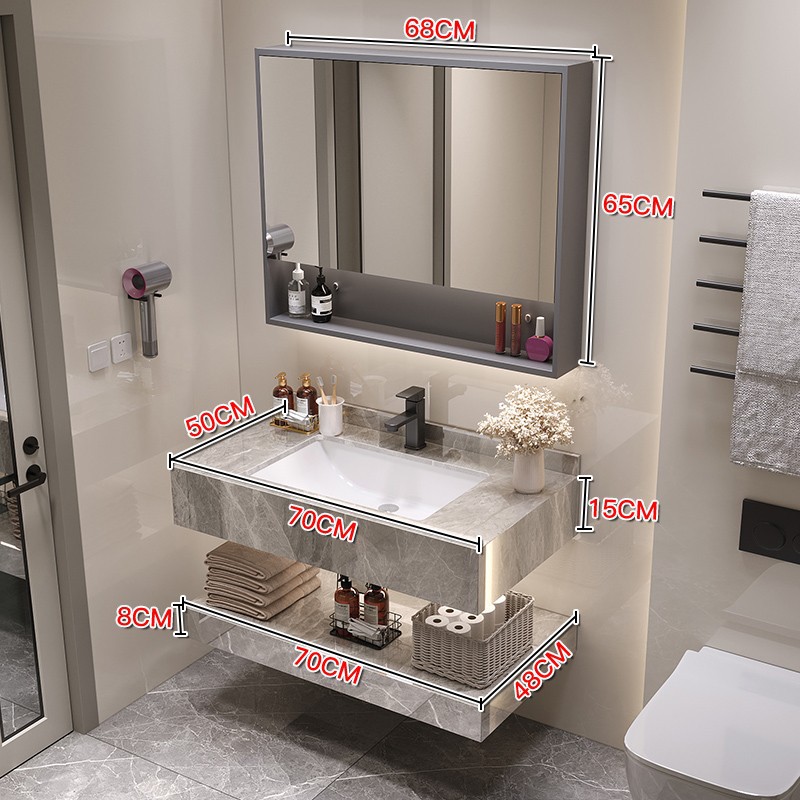 Gabinete de baño moderno y simple combinación de encimera de cerámica de pizarra brillante hotel de alojamiento residencial inodoro lavabo lavabo