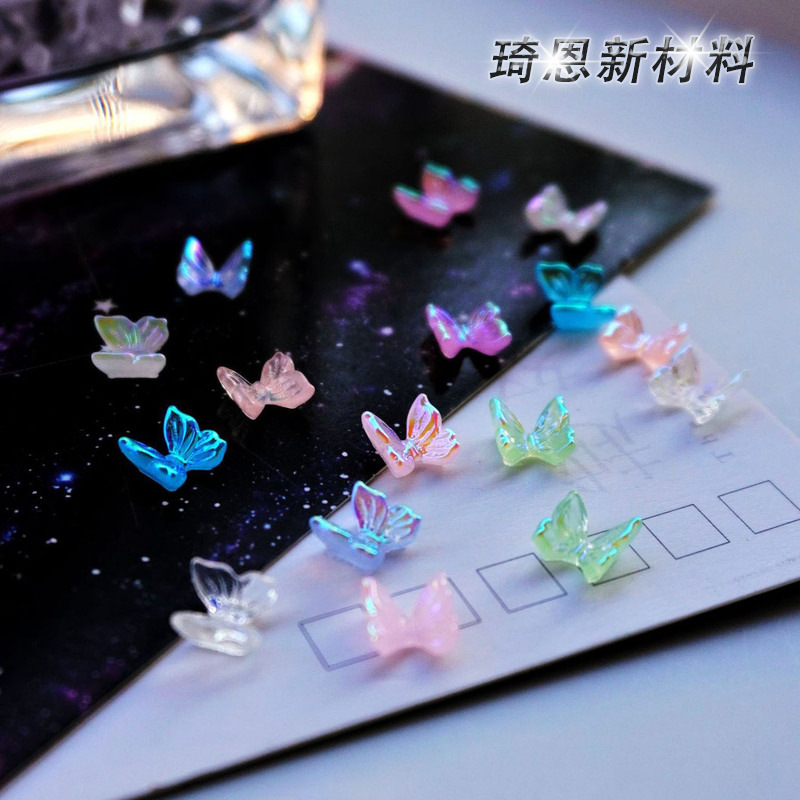 Mariposa de cristal transparente parche de uñas accesorios de bricolaje acrílico tridimensional hecho a mano de resina accesorios de plástico imitación de uñas