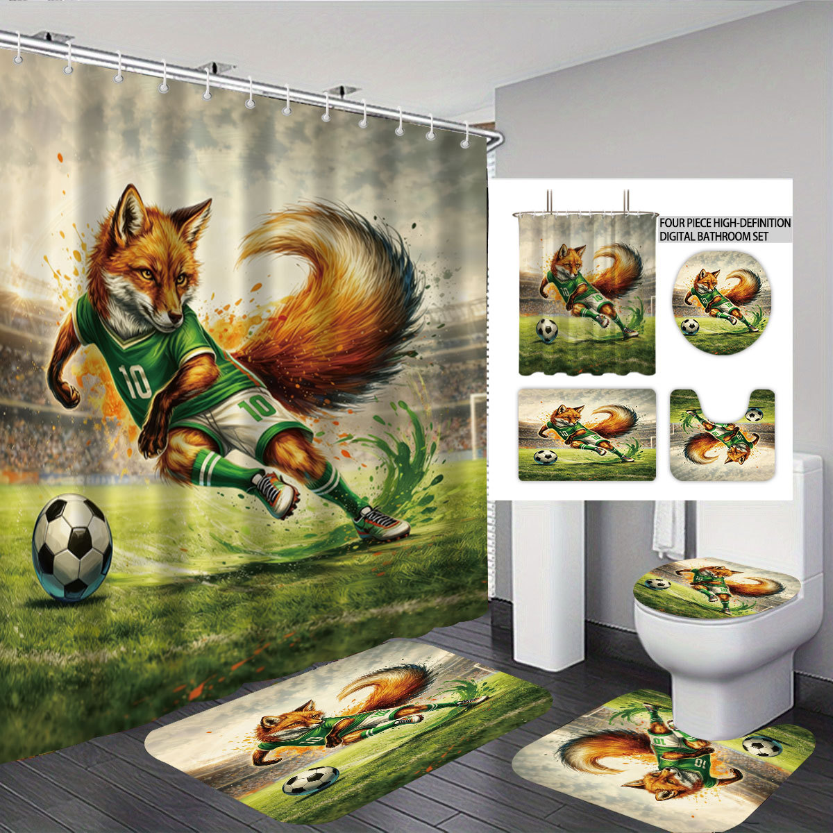 Tiktok poliéster cortina de baño impermeable conejo de Pascua sin perforación cortina de baño decoración cortina de baño cortina de cuatro piezas