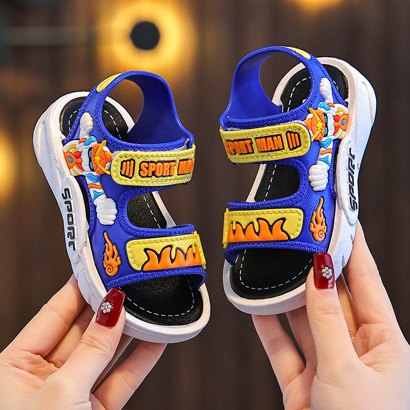 Sandalias de moda para niños de 1 - 3 - 7 - 12 años de edad, antideslizante al aire libre, niños de mediana edad, verano, nuevo velcro de moda