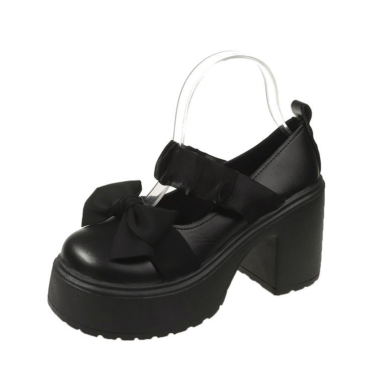 Estilo británico Mary Jane zapatos de cuero 2024 primavera nueva plataforma tacón grueso zapatos de una sola capa de las mujeres slip-on mocasines