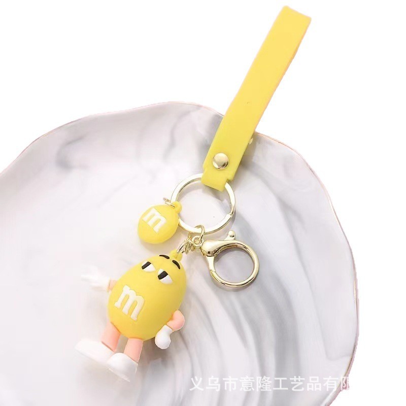 クリエイティブ M ビーンレターキーホルダーペンダントかわいい漫画接着剤 PVC 立体車のキーチェーン小さなギフト卸売|undefined