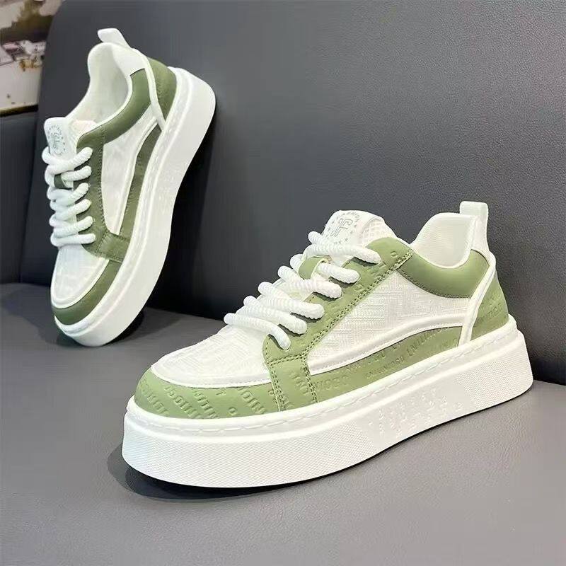 Giày sneaker nam cổ thấp thoáng khí đế dày tăng chiều cao, phong cách Hàn Quốc — 3308 Màu xanh lá cây, 3308 màu trắng chi tiết 2