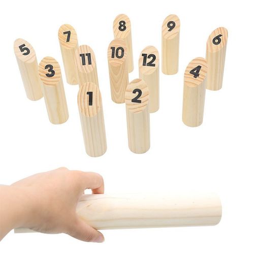 Cross-border wooden Finnish skittle-throwing fun game for children and adults team building interactive bevel ball toys wholesale
