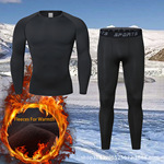 秋冬加绒运动服套装男户外滑雪跑步速干衣紧身健身服打底保暖内衣