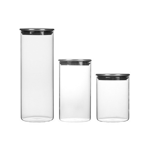 Wholesale glass storage jars stainless steel lids odorless miscellaneous grain food candy refrigerator storage glass sealed jars
