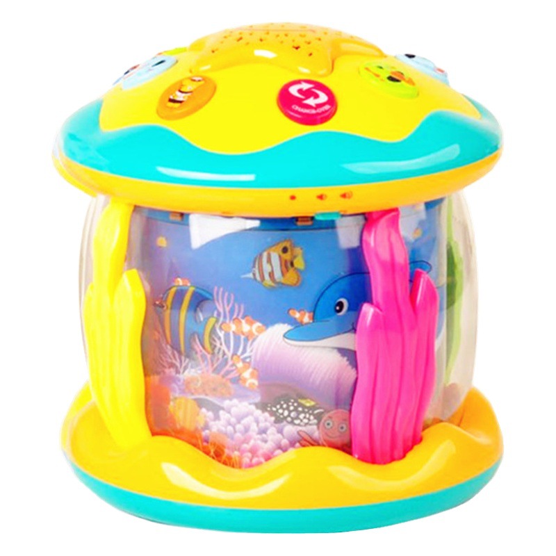 Transfronterizo Amazon popular de los niños de la mano tambor de la música ligera juguetes infantiles bebé océano rotación de la raqueta de tambor