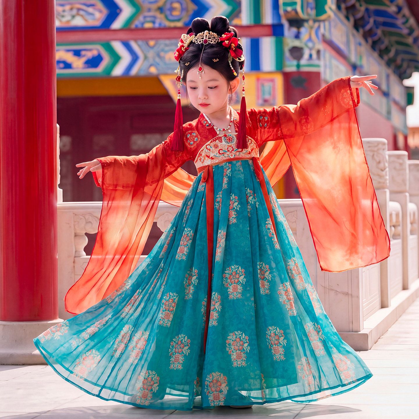 Hanfu for girls, ancient style, 2026 new collection, children's Tang suit, ethereal and elegant, Chinese-style princess dress, for girls, Mid-Autumn Festival costume