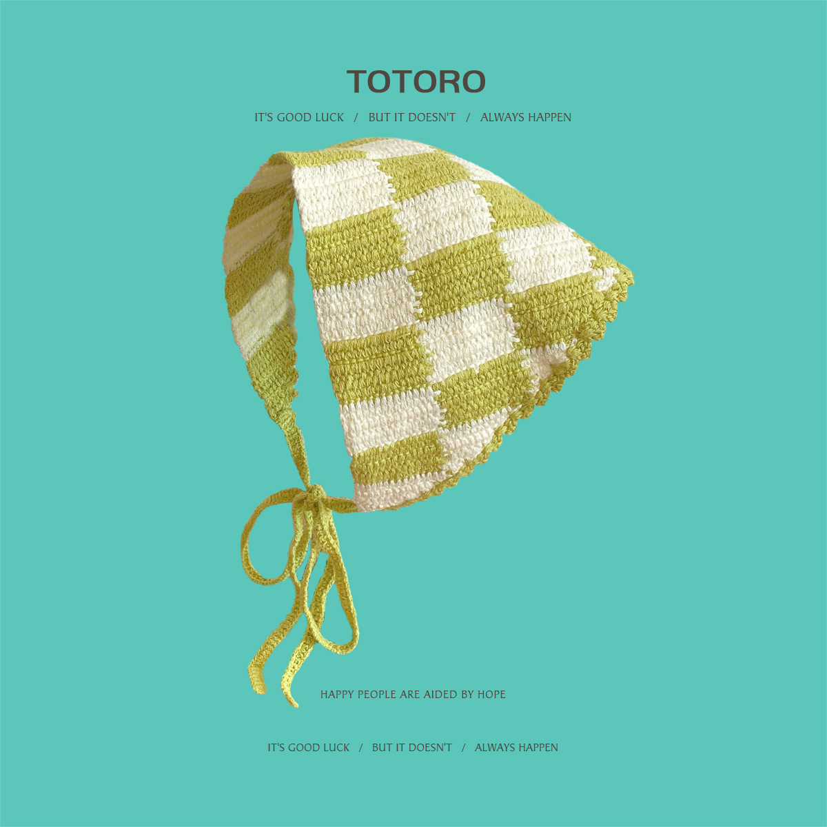 Francia cereza toallas triangulares mujeres primavera y otoño viajes padres-hijos gancho de punto flores hueco pañuelo de arte correa de pelo gorro