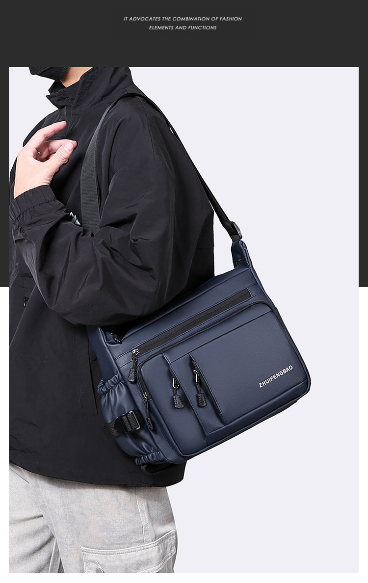 Large-capacity multi-layer men's bag with zipper, fashionable water-resistant crossbody bag, business small backpack, lightweight travel single-shoulder bag undefined