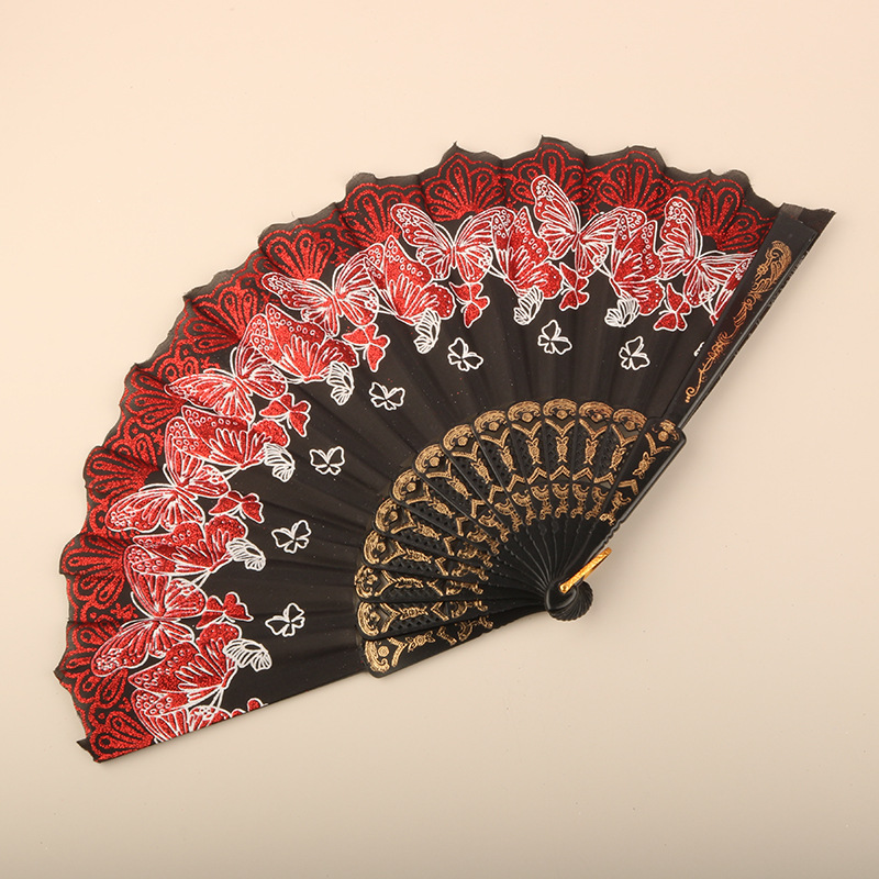 Abanico Plegable de Encaje de Plástico, Estampado, para Danza image 22