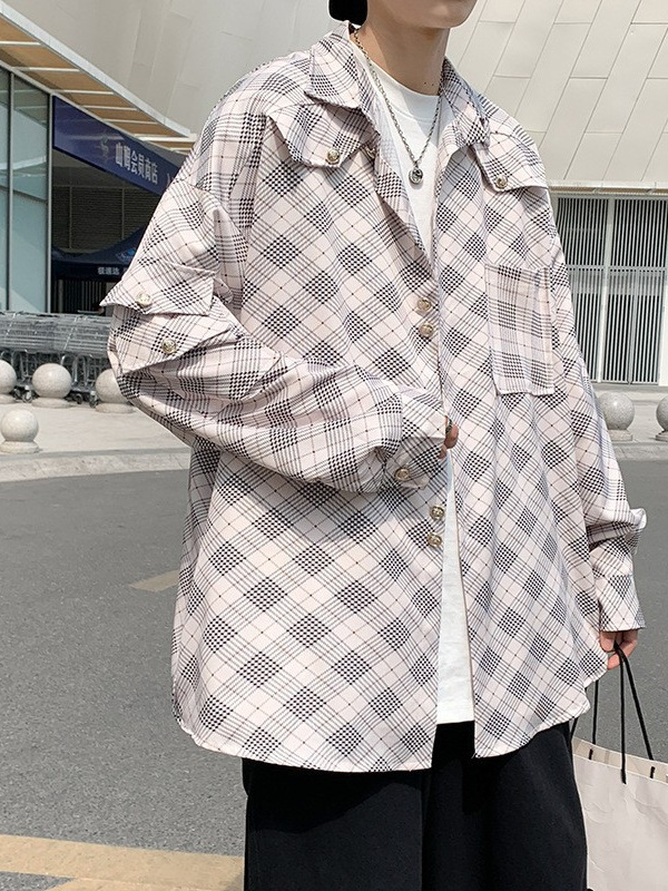 Camisa de manga larga de verano de estilo de Hong Kong de moda, chaqueta casual elegante suelta para hombre, marca de moda de primavera y otoño, camisa de todo fósforo ins