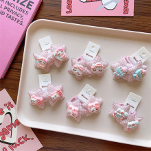 初春甜美粉色系格纹布艺塞棉星星发绳女童宝宝卡通人物猫咪小号圈