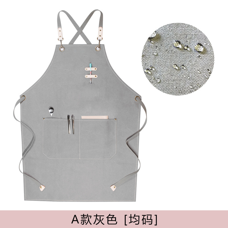 Amazon engrosada lienzo delantal logotipo personalizado leche té tienda bar chef peluquería guardapolvos delantal al por mayor