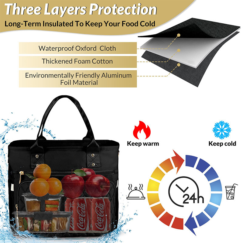 Bolsa de mano de venta caliente bolsa de almuerzo de aislamiento de nylon caja de almuerzo de aislamiento de fugas bolsa de mano con bolsa de almacenamiento