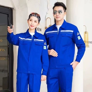 涤棉防静电工作服套装长袖耐穿反光条汽修服车间工作服定制劳保服